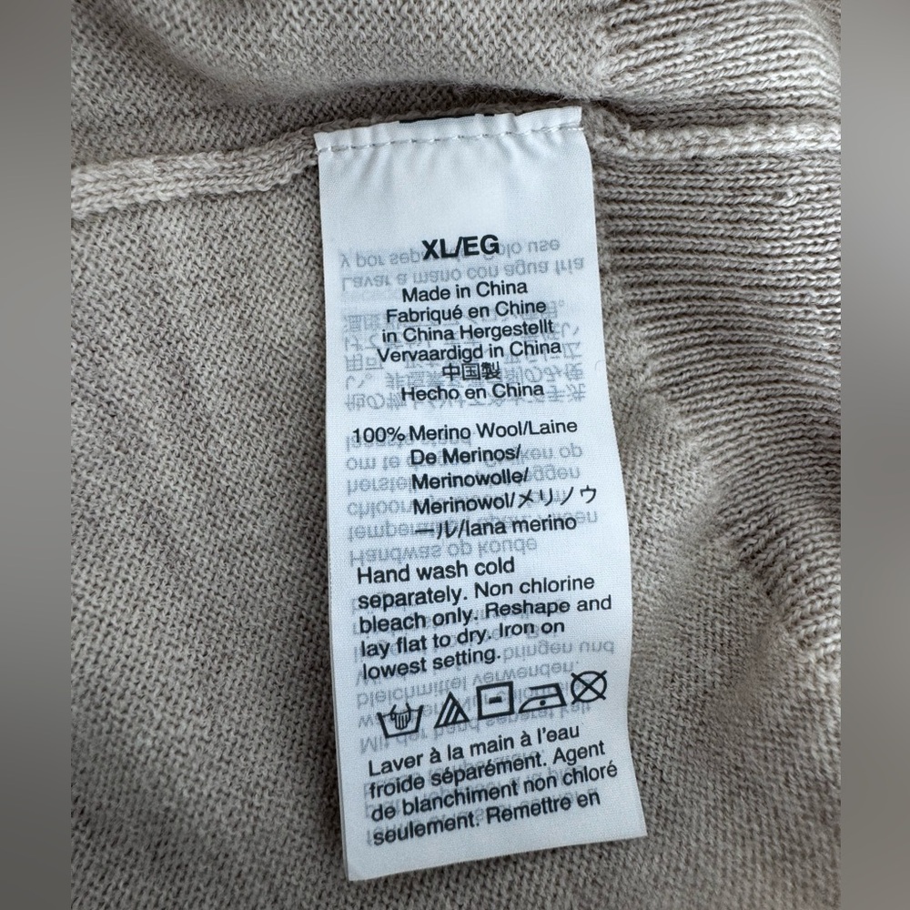 Madewell 100% Merino Wool Polo Sweater Pullover Long Sleeve Beige - Picture 3 of 4